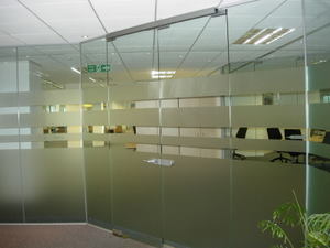 Reception & Main Office -  separated by glass with vinyl
