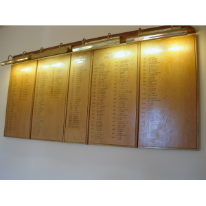 Honour Board with overhead illumination